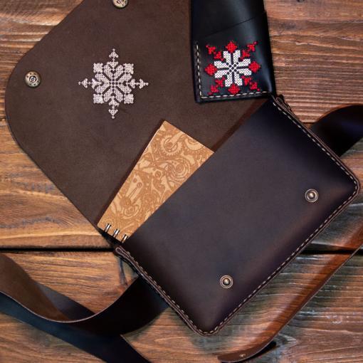 Borseta fanny bag belt bag din piele personalizata cu motive traditionale